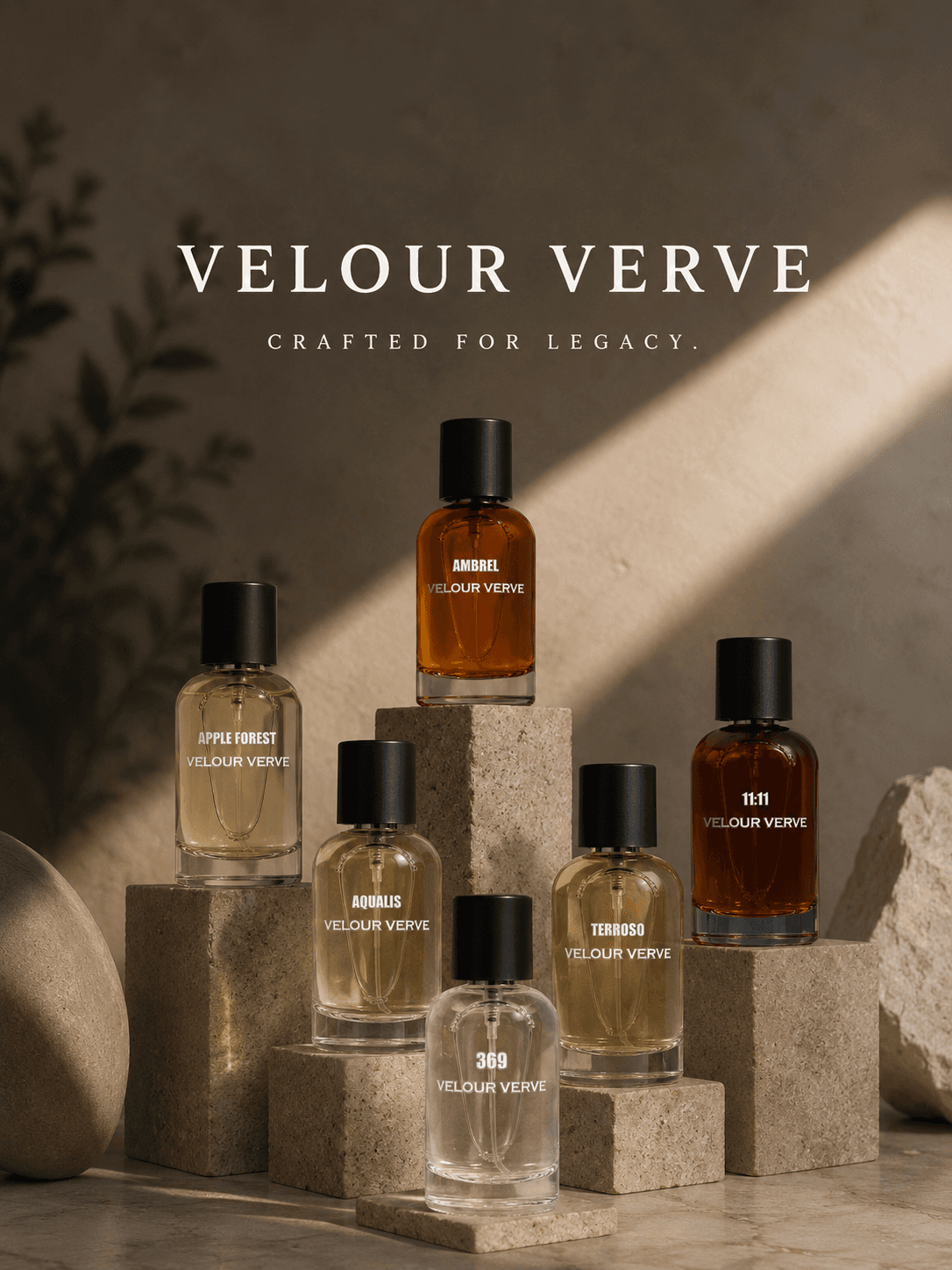 Velour Verve fragrance collection display